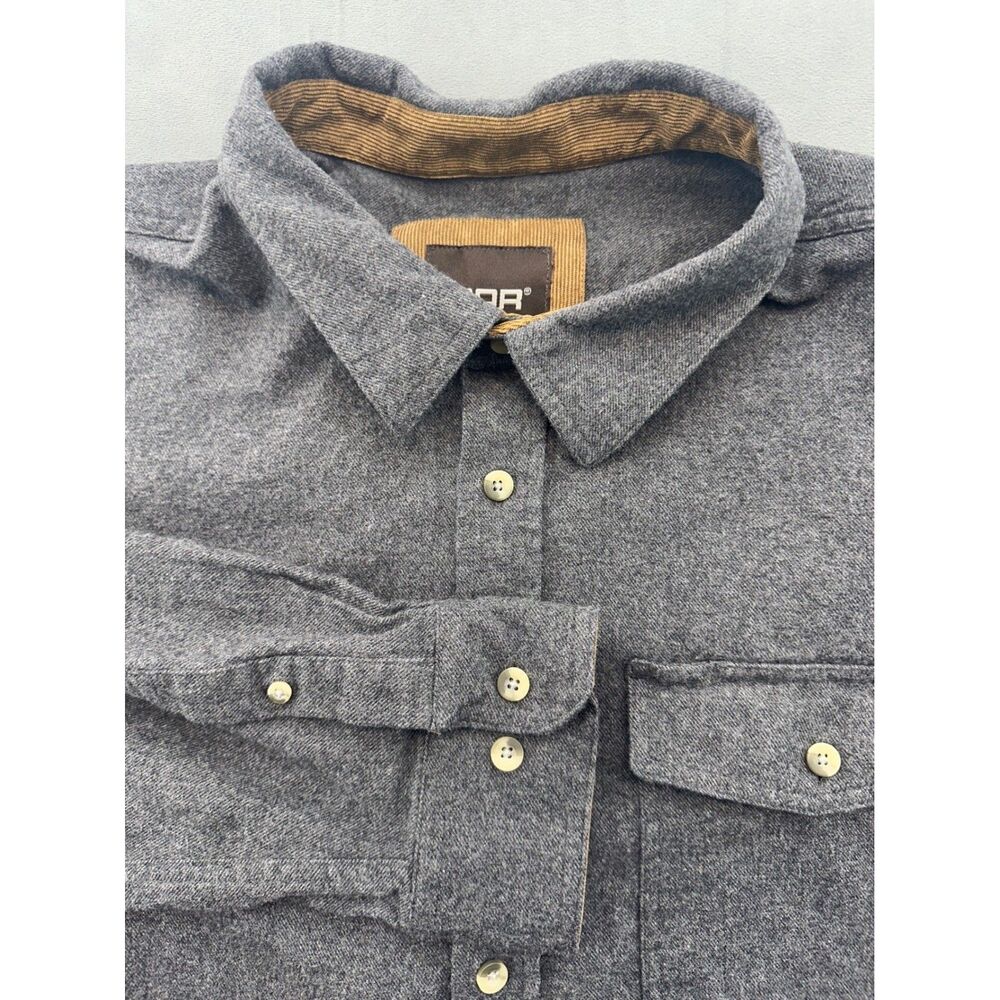 CQR Grey Cotton Flannel Long Sleeve Mens 2XL Thick Button Down Shirt